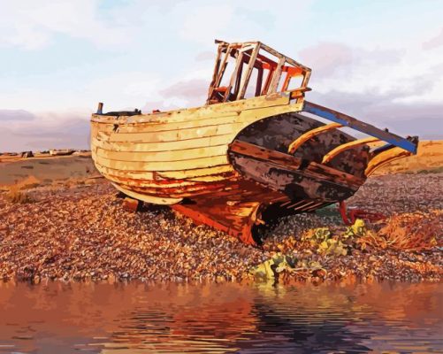 Aesthetic Abandoned Fishing Boat Paint By Numbers