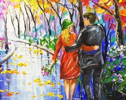 Aesthetic Couple Colorful Park Paint By Numbers