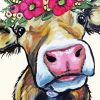 Aesthetic Cow With Flower Crown Paint By Numbers