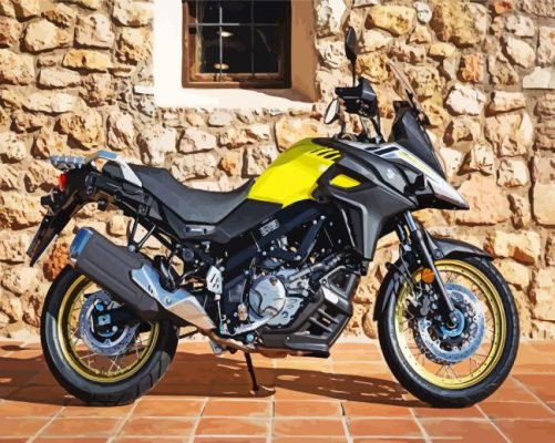 Black Yellow Suzuki DL650 V Strom Motorcycle Paint By Numbers