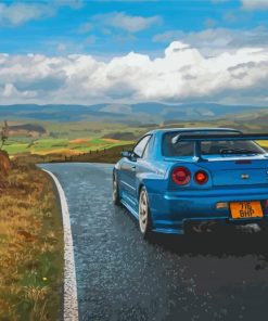 Blue Nissan R34 GTR Paint By Numbers