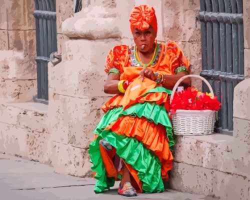 Colorful Cuban Woman Paint By Numbers