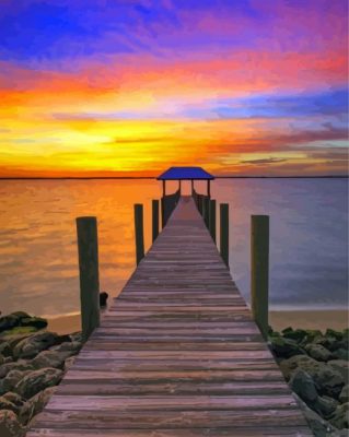 Cool Pier Sunset Paint By Numbers