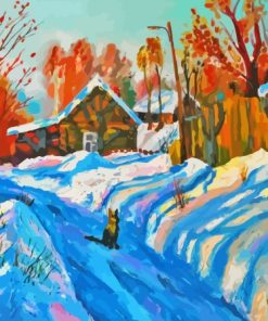 Country Life Winter Landscape Abstract Paint By Numbers