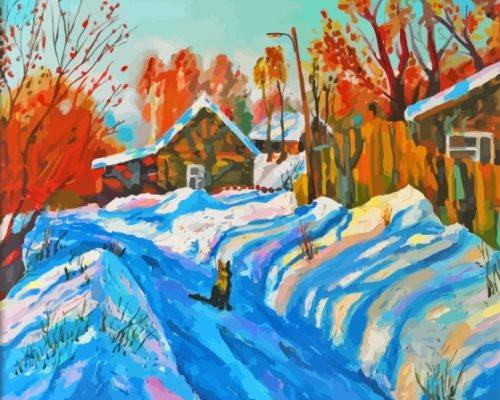 Country Life Winter Landscape Abstract Paint By Numbers