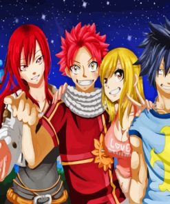 Fairy Tail Happy Erza Natsu Lucy Gray Paint By Numbers