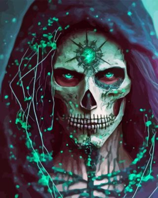 Green Eyed Skull Paint By Numbers