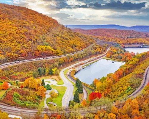 Horseshoe Curve Landscape Paint By Numbers