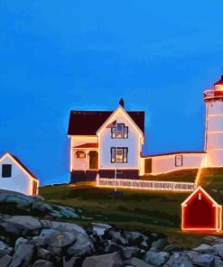 Lighthouse Nubble York Maine Paint By Numbers