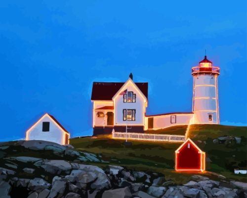 Lighthouse Nubble York Maine Paint By Numbers