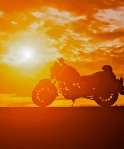 Motorcycle At Sunset Paint By Numbers