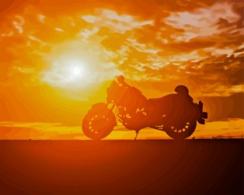 Motorcycle At Sunset Paint By Numbers