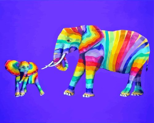 Rainbow Elephant Paint By Numbers