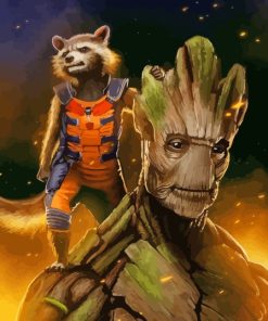 Rocket And Groot Paint By Numbers