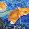 Sleepy Cat Starry Night Paint By Numbers