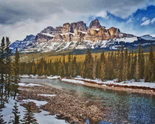 Snowy Castle Mountain Banff Paint By Numbers