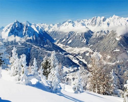 Snowy Stubai Valley Landscape Paint By Numbers