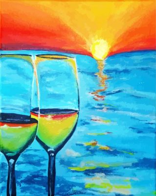 Sunset Wine Glasses Art Paint By Numbers