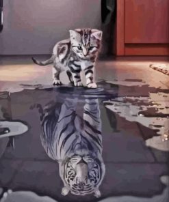 Tiger Kitten In Reflection Paint By Numbers