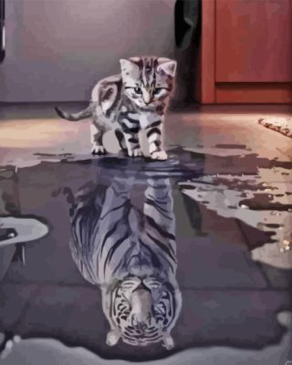 Tiger Kitten In Reflection Paint By Numbers