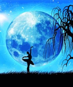 Ballerina In Moonlight With Tree Silhouette Paint By Numbers