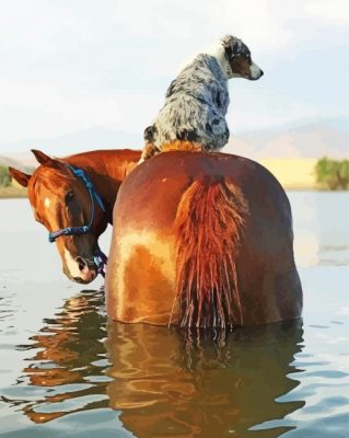 Horse With Mini Aussie Paint By Numbers