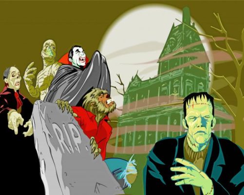 Illustration Classic Hollywood Monsters Paint By Numbers