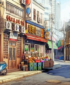 Korean Anime Streets Paint By Numbers