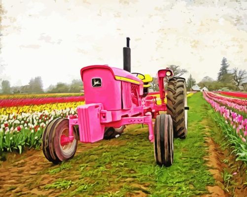 The Pink Tractor Paint By Numbers