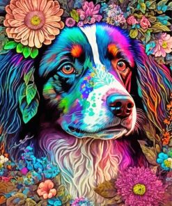 Aesthetic Floral Dog Paint By Numbers