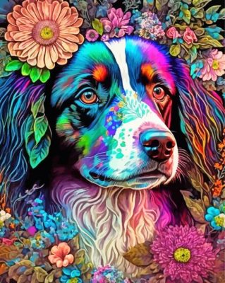 Aesthetic Floral Dog Paint By Numbers