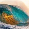 Blue And Gold Large Wave Paint By Numbers