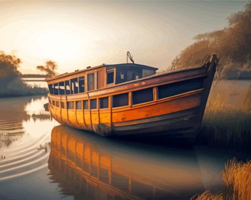 Abandoned Broken Wooden Boat Paint By Numbers