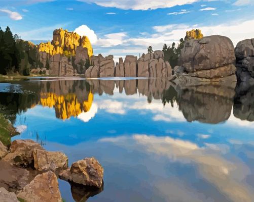 Black Hills Lake Reflection Paint By Numbers