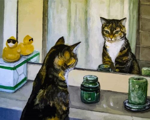 Cat In The Mirror Paint By Numbers