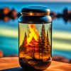 Glass Jar With A Burning Tree Inside Paint By Numbers