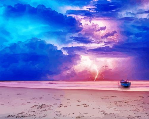 Lightning Sky Scapes Beach Paint By Numbers