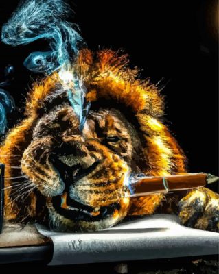 Lion Smoking Cigar Paint By Numbers