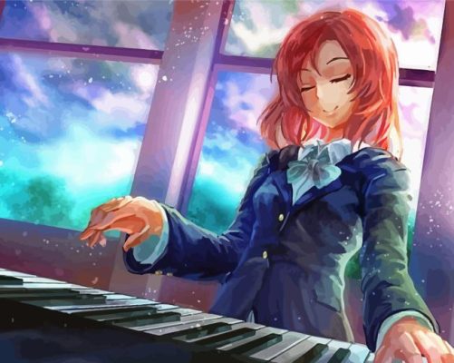 Maki Nishikino Playing Piano Paint By Numbers