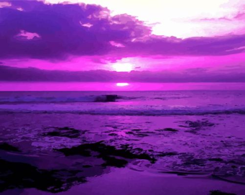 Purple Landscape Beach Paint By Numbers