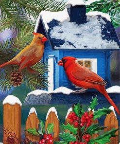 Snow Day Cardinals Paint By Numbers