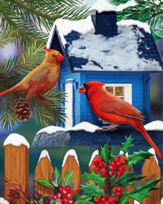 Snow Day Cardinals Paint By Numbers