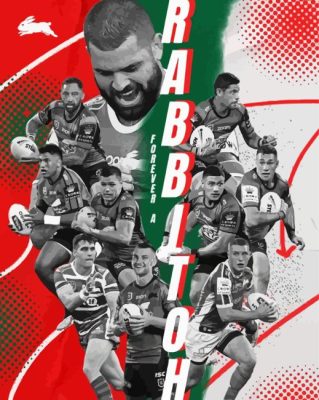 South Sydney Rabbitohs NRL Poster Paint By Numbers