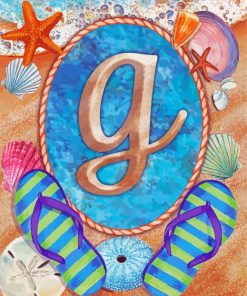 Summer Monogram Letter G Paint By Numbers