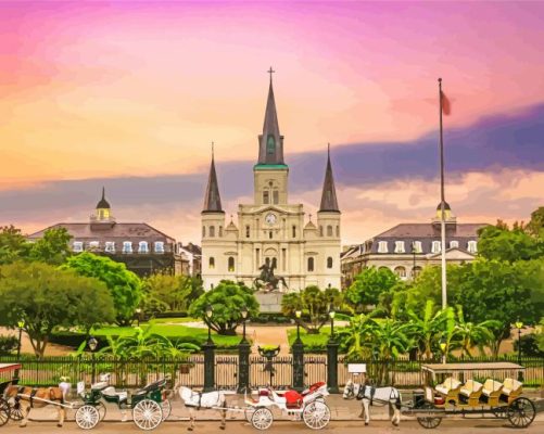 Sunset At Jackson Square New Orleans Paint By Numbers