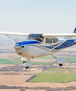 White And Blue Cessna 182 Airplane Paint By Numbers