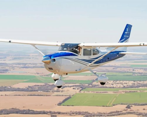 White And Blue Cessna 182 Airplane Paint By Numbers