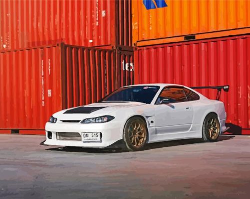 White Nissan S15 Car Paint By Numbers