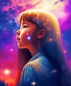 Adorable Galaxy Girl Paint By Numbers