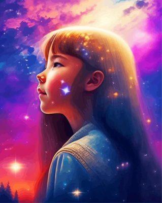 Adorable Galaxy Girl Paint By Numbers